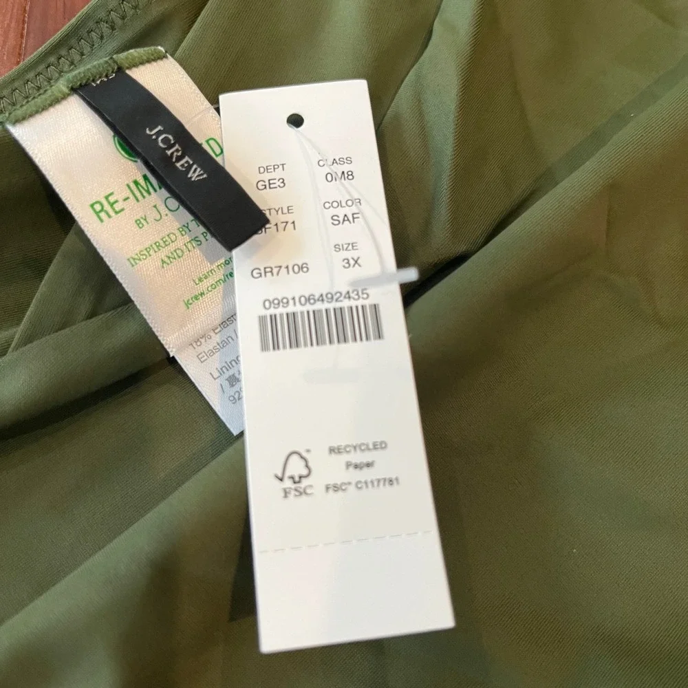 J.Crew Green Bikini Bottom Swim Olive Safari Solid BF171 New Plus Size‎ 3X